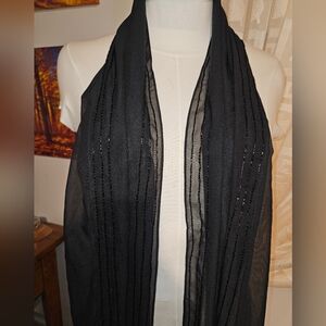 Chiffon beaded shawl scarf wrapblack